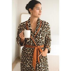 AR Allison Rhea Leopard Print Luxury Cotton Robe | Kimono Style | OSFM